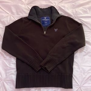 American Eagle Brown Quarter Zip Collared, Size M